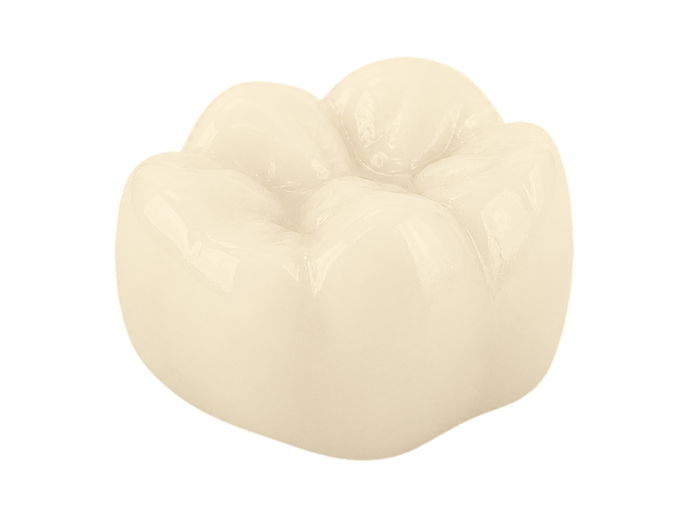 Realistic translucent lithium disilicate ceramic dental crown material sample.