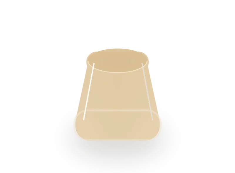 Prepared natural tooth core shaped with a slight taper for crown seating.